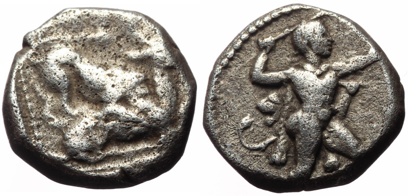 Cyprus, Kition AR 1/3 Stater (Silver, 3.55g, 13mm) Azbaal (?), ca 449-425 BC.
O...