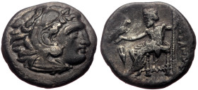 Kings of Maceodn, Alexander III ‘the Great’ (336-323 BC) AR Drachm (Silver, 17mm, 3.92g) Lampsakos, struck under Antigonos I Monophthalmos, ca 310-301...