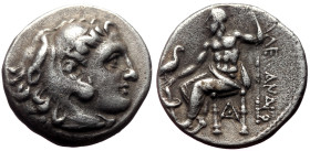 Kings of Macedon, Alexander III the Great (336-323 BC) AR drachm (Silver, 4.04g, 17mm) Late lifetime-early posthumous issue of Sardes, ca. 323-319 BC....