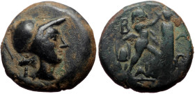 Kings of Macedon, Antigonos II Gonatas (277/6-239 BC) AE (Bronze, 5.56g, 20mm) uncertain mint in Macedon. 
Obv: Head of Athena to right, wearing crest...