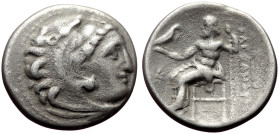 Kings of Macedon, Alexander III 'the Great' (336-323 BC) AR Drachm (Silver, 3.97g, 18mm) Lampsakos, Struck under Kalas or Demarchos, ca 328/5-323 BC. ...