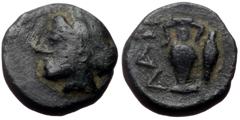 Troas, Larissa-Ptolemais AE (Bronze, 1.38g. 11mm) ca 3rd century BC.
Obv: Femal...