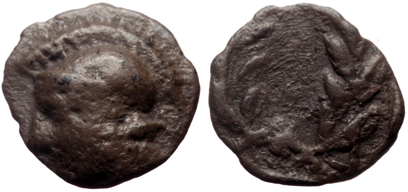 Aeolis, Elaia AR Hemiobol (Silver, 0.32g, 8mm) ca 450-400 BC. 
Obv: Head of Athe...