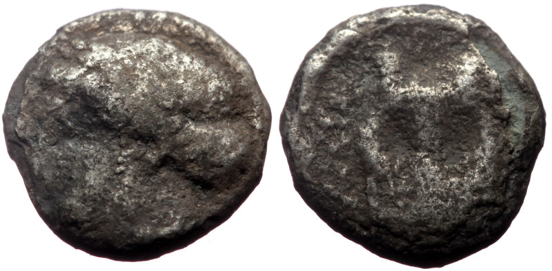 Ionia, Kolophon AR Diobol (Silver, 0.98g, 10mm) ca 375-330 BC
Obv: Laureate head...