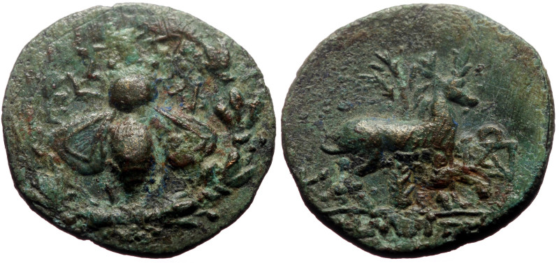 Ionia, Ephesos AE (Bronze, 3.68g, 19mm) ca 2nd-1st centuries BC
Obv: E - Φ, Bee ...