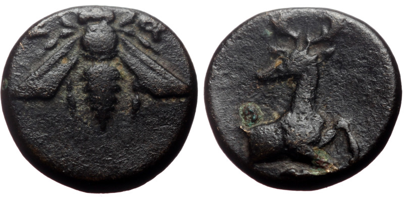 Ionia, Ephesos AE (Bronze, 1.65g, 12mm) ca 390-380 BC
Obv: Bee 
Rev: Forepart of...