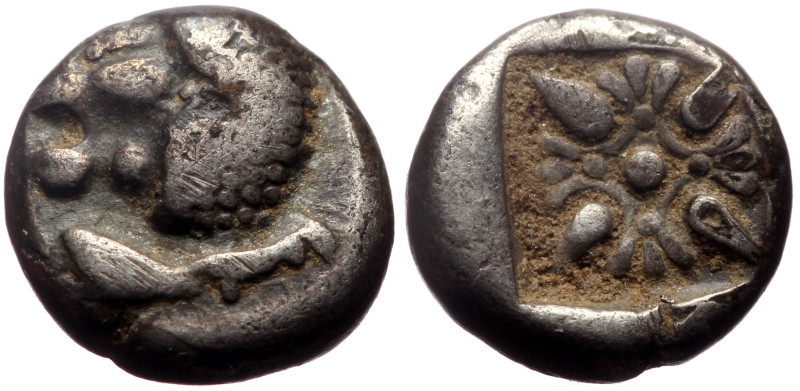 Ionia, Miletos AR Diobol (Silver, 0.98g, 9mm) Late 6th-early 5th century BC. 
Ob...