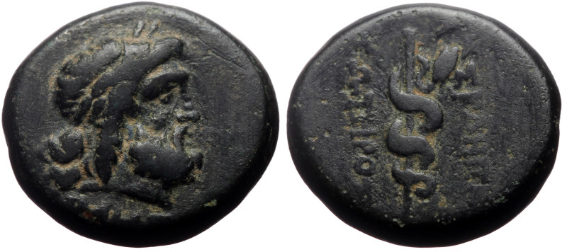 Mysia, Pergamon AE (Bronze, 4.40g, 16mm) ca 200-30 BC 
Obv: Laureate and bearded...