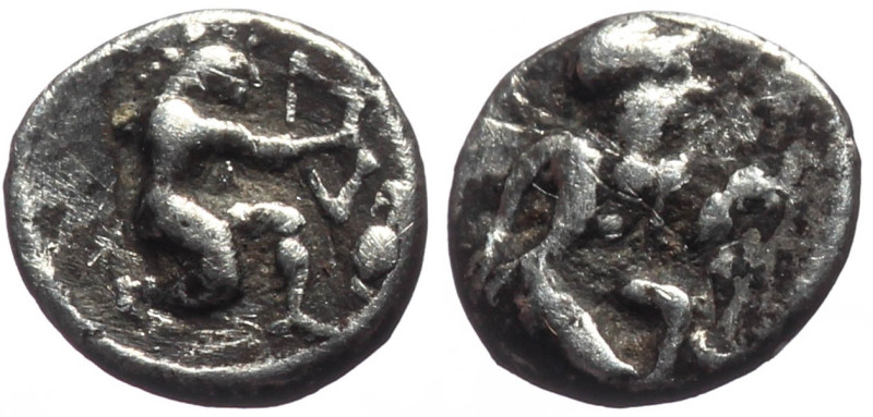 Cilicia, Uncertain AR Hemiobol (Silver, 0.38g, 7mm) 4th century BC 
Obv: Female ...