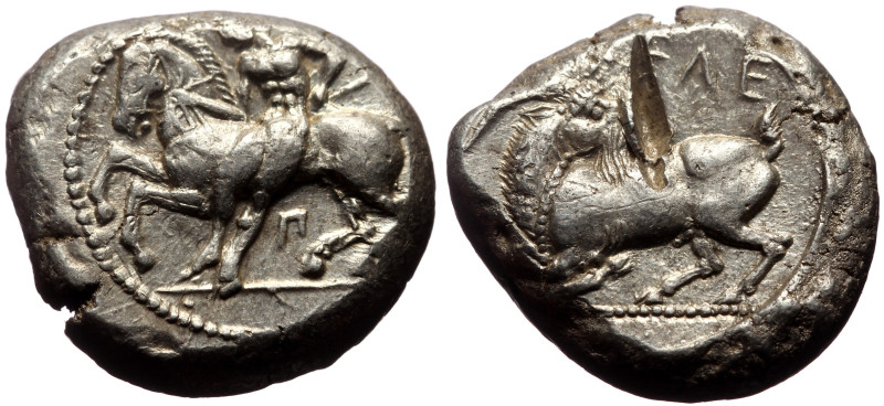 Cilicia, Kelenderis AR Stater (Silver, 10.84g, 19mm) ca 425-400
Obv: Rider l., h...