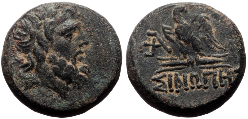 Paphlagonia, Sinope AE (Bronze, 9.13g, 20mm) ca 120-60 BC.
Obv: Laureate head of...