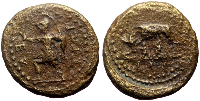 Troas, Ilium AE (Bronze, 4.69g, 20mm) Uncertain reign
Obv: ΕΚΤΩΡ; Hector running...