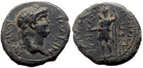 Lydia, Maeonia AE (Bronze, 2.04g,15mm) Nero (54-68) Magistrate: Tiberius Claudius Menekrates 
 Issue: c. AD 65
Obv: ΝΕΡΩΝ ΚΑΙϹΑΡ; laureate head of Ner...