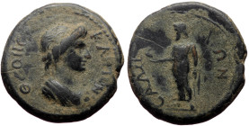 Lydia, Sala AE (Bronze, 3.87g, 19mm) Trajan (98-117)
Obv: ΘΕΟΝ ϹΥΝΚΛΗΤΟΝ; draped bust of Senate, right
Rev: ϹΑΛΗΝΩΝ; Zeus Lydios standing left, holdin...