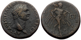 Bithynia, Nicaea AE (Bronze, 27.13g, 33mm) Domitian (81-96) 
Obv: ΑΥΤ ΔΟΜΙΤΙΑΝΟΣ ΚΑΙΣΑΡ ΣΕΒ(ΑΣΤΟΣ) ΓΕΡ(Μ); laureate head of Domitian, right
Rev: ΝΚΑ Π...