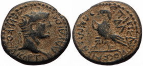*Just 7 specimens recorded by RPC*
Phrygia, Amorium AE (Bronze, 5.17g, 19mm) Claudius (41-54) Magistrate: Lucius Iulius Cato; Pedon
Obv: ΤΙ ΚΛΑΥΔΙΟϹ...