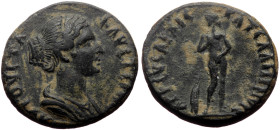 Phrygia, Alia AE (Bronze, 4.67g, 19mm) Antoninus Pius (138-161) for Faustina II (Augusta) Magistrate: Gaius Asinius Agreus Philopappos (archiereus and...