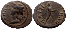 Phrygia, Alia AE (Bronze, 3.52g, 23mm) Gordian III (238-244) 
Obv: ΔΗΜΟϹ (retrograde); diademed and draped bust of the Demos (youthful), left
Rev: ΑΛΙ...