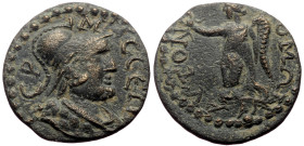 Pisidia, Termessus Major AE (Bronze, 4.77g, 24mm) Uncertain reign, Issue: Coins with Solymos obverse
Obv: ΤΕΡΜΗϹϹΕΩΝ; helmeted bust of Solymos, right,...