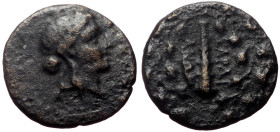 Lydia, Sardes AE (Bronze, 15.8mm, 2,63 g) 2nd-1st centuries BC
Obv: Laureate head of Apollo right
Rev: ΣAPΔIA / NΩN, Club right within wreath; monog...