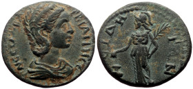 Pamphylia, Side AE (Bronze, 8.00g, 23mm) Orbiana (Augusta, 225-227).
Obv: ΓN CЄ CAΛ BA OPBIANH CЄ, Draped bust right.
Rev: CIΔHTΩN. Themis standing ...