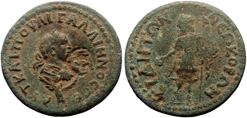 Pamphylia, Side AE (Bronze, 15.19g, 31mm) Gallienus (253-268) c/m sword within w...