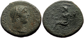 Cilicia, Tarsus AE (Bronze, 12.79g, 27mm) Hadrian (117-138) uncertain attribution!
Obv: ΑΥΤΟ ΚΑΙ ΑΔΡΙΑΝΟΥ ϹΕΒ ΟΛΥΝΔΙΟϹ (sic); bare head of Hadrian, ri...