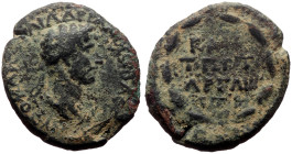 Cappadocia, Caesarea AE (Bronze, 5.79g, 23mm) Hadrian (117-138) Issue: Year 2 (AD 117/18)
Obv: ΑΥΤΟ ΚΑΙϹ ΤΡΑΙ ΑΔΡΙΑΝΟϹ ϹΕΒΑϹΤΟϹ; laureate head of Hadr...