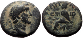*Just 4specimens recorded by RPC*
Cappadocia, Tyana AE (Bronze, 9.10g, 22mm) Antoninus Pius (138-161)
Obv: ] ΑΝΤωΝΕΙ[; laureate head of Antoninus Pi...