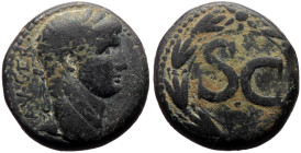 Syria, Antioch AE (Bronze, 15.80g, 24mm) Claudius (41-54) Issue: Year 96 (ϘϚ) (AD 47/8)
Obv: IM·TI·CLA·CAE AV·GER; laureate head of Claudius, right
Re...