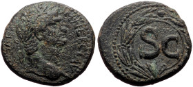 Syria, Antioch AE (Bronze, 6.79g, 21mm) Nero (54-68) Issue: undated
Obv: IM NER CLAV CAESAR; laureate head of Nero, right
Rev: S C; inscription in a l...