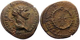 Syria, Antioch AE (Bronze, 2.69g, 21mm) Trajan (98-117) Issue: Orichalcum coinage struck in Rome for circulation in Syria; Second group: Half-Unit (AD...