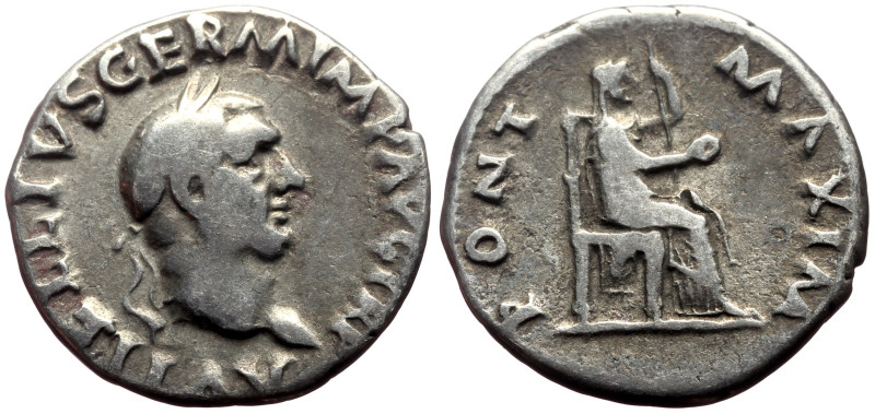Vitellius (68-69) AE Denarius (Silver, 3.17g, 18mm) Rome, 69. 
Obv: A VITELLIVS ...