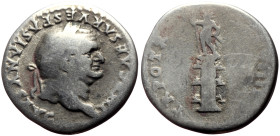 Vespasian (69-79) AR Denarius (Silver, 2.93g, 18mm) Rome, 79
Obv: IMP CAESAR VESPASIANVS AVG, Laureate head r. 
Rev: TR POT X COS VIIII, Statue of rad...