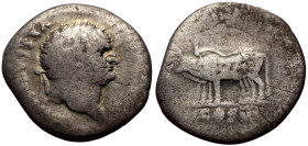 Vespasian (69-79) AR Denarius (Silver, 2.18g, 19mm) Rome, 77-78. 
Obv: IMP CAESAR VESPASIANVS AVG, Laureate head of Vespasian to right. 
Rev: COS VIII...