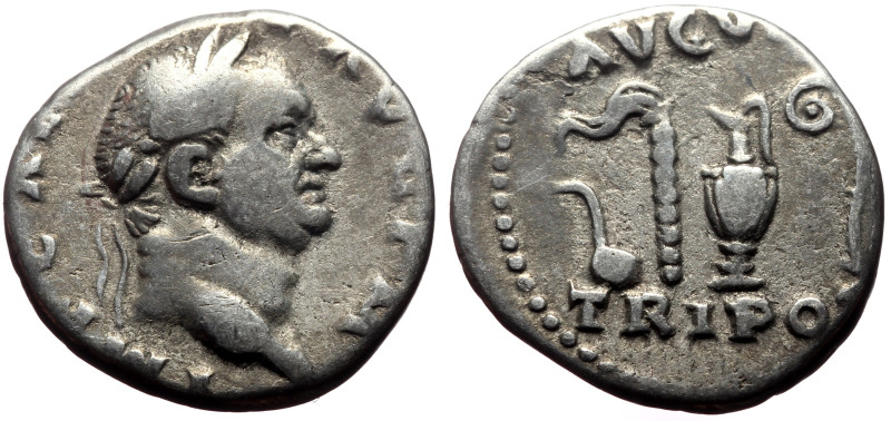 Vespasian (69-79) AR Denarius (Silver, 3.22g, 17mm) Rome, 72-73
Obv: IMP CAES VE...