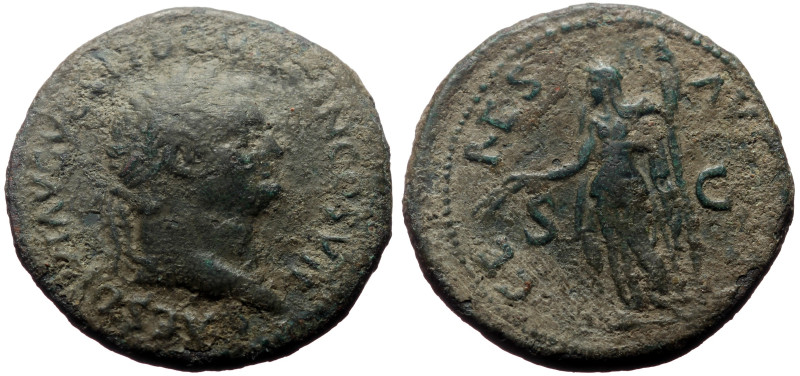 Domitian (Caesar, 69-81) AE Dupondius or As (Bronze, 11.98g, 27mm) Uncertain Eas...