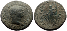 Domitian (Caesar, 69-81) AE Dupondius or As (Bronze, 11.98g, 27mm) Uncertain Eastern mint, 80-81. 
Obv: CAES DIVI AVG VESP F DOMITIAN COS VII, laureat...