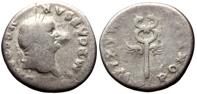 Vespasian (69-79) AR Denarius (Silver, 2.68g, 19mm) Rome, 74
Obv: IMP CAESAR – V...