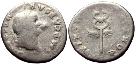 Vespasian (69-79) AR Denarius (Silver, 2.68g, 19mm) Rome, 74
Obv: IMP CAESAR – VESPASIANVS AVG, Laureate head r. 
Rev: PONT MAX – TR P COS V, Winged c...