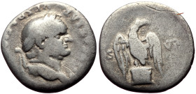 Vespasian (69-79) AR Denarius (Silver, 2.40g, 18mm) Rome, 76 
Obv: IMP CAESAR VESPASIANVS AVG, Head laureate r., annulet below neck. 
Rev: COS - VII a...