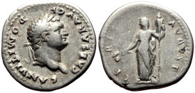 Domitian (Caesar, 69-79) AR Denarius (Silver, 3.36g, 19mm) Rome, 77-78. 
Obv: CAESAR AVG F DOMITIANVS, laureate head right 
Rev: CERES AVGVST, Ceres s...
