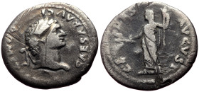 Domitian (Caesar, 69-81) AR Denarius (Silver, 2.83g, 19mm) Roma, 77-78
Obv: CAESAR AVG F DOMITIANVS Laureate head r. 
Rev: CE - RES - AVGVST Ceres sta...
