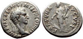 Nerva (96-98) AR Denarius (Silver, 3.13g, 18mm) Rome, 97. 
Obv: IMP NERVA CAES AVG P M TR P COS III P P, laureate head right 
Rev: FORTVNA AVGVST, For...