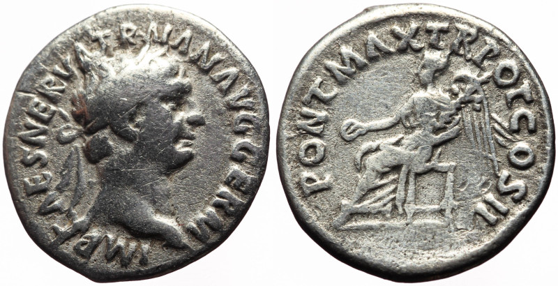 Trajan (98-117) AR Denarius (Silver, 3.23g, 19mm) Rome, 98-99 
Obv: IMP CAES NER...