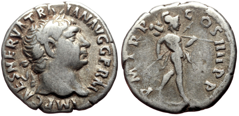 Trajan (98-117) AR Denarius (Silver, 3.36g, 18mm) Rome, 101-102. 
Obv: IMP CAES ...
