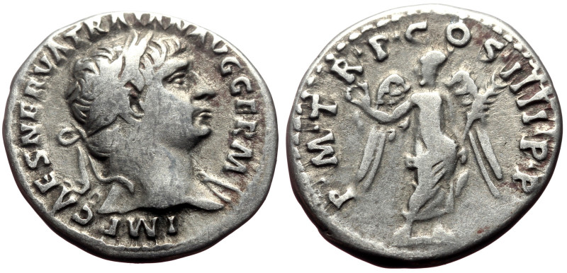 Trajan (98-117) AR Denarius (Silver, 3.23g, 18mm) Rome, 102. 
Obv: IMP CAES NERV...