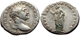Trajan (98-117) AR Denarius (Silver, 3.29g, 20mm) Rome, 107-111. 
Obv: IMP TRAIANO AVG GER DAC P M TR P, laureate bust right, slight drapery 
Rev: COS...