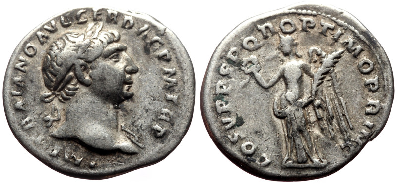 Trajan (98-117) AR Denarius (Silver, 3.23g, 20mm) Rome, 103-111. 
Obv: IMP TRAIA...