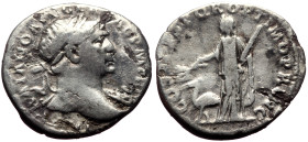 Trajan (98-117) AR Denarius (Silver, 2.47g, 19mm) Rome, 110. 
Obv: IMP TRAIANO AVG GER DAC PM TR P, Laureate bust right, wearing aegis 
Rev: COS V PP ...